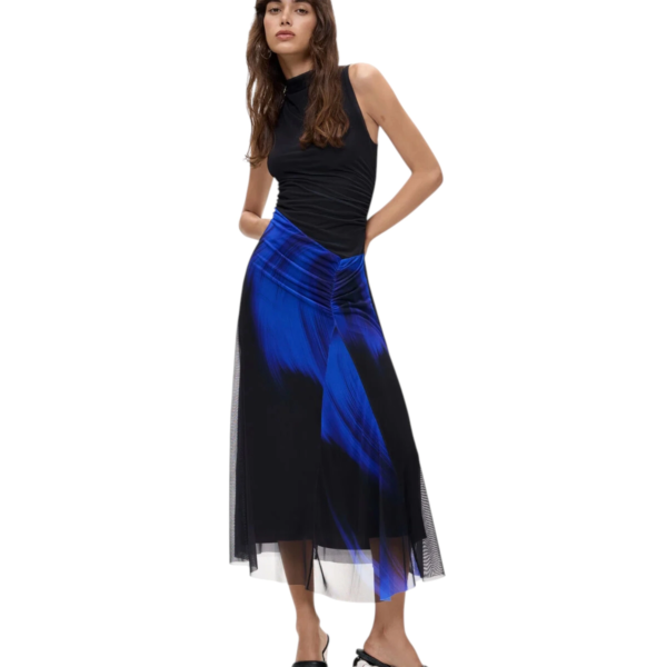 Desigual - Γυναικείο Midi Πλεκτό Φόρεμα Estambul 26WWVK26-5023 Μαύρο/ Μπλε