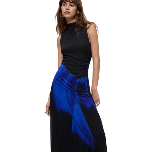 Desigual - Γυναικείο Midi Πλεκτό Φόρεμα Estambul 26WWVK26-5023 Μαύρο/ Μπλε 26WWVK26-5023