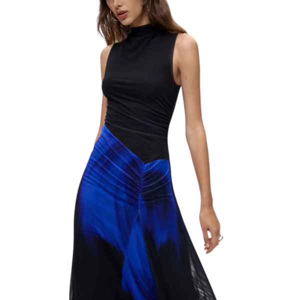 Desigual - Γυναικείο Midi Πλεκτό Φόρεμα Estambul 26WWVK26-5023 Μαύρο/ Μπλε 26WWVK26-5023