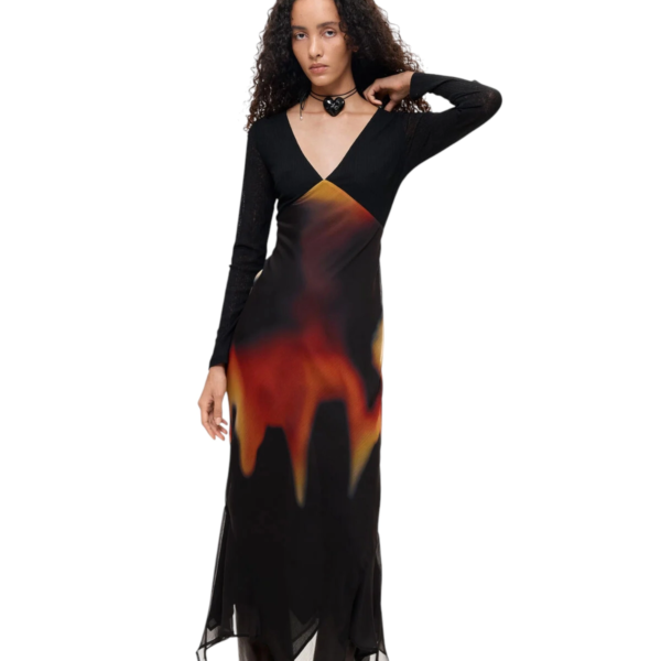 Desigual - Γυναικείο Midi Φόρεμα Napoles 26WWVW09-2000 Μαύρο με Σχέδια