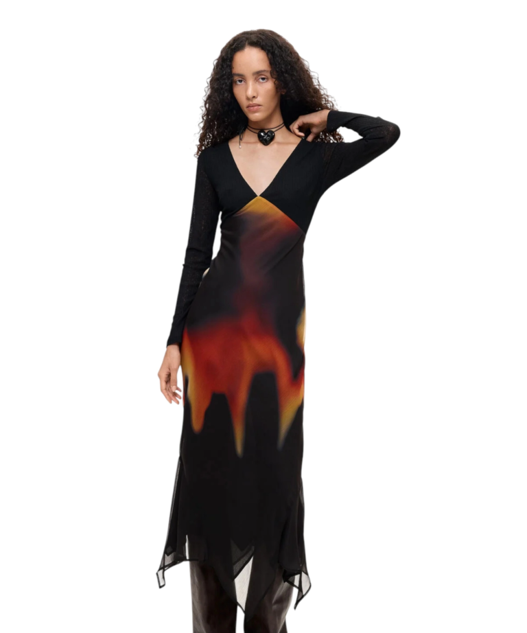 Desigual - Γυναικείο Midi Φόρεμα Napoles 26WWVW09-2000 Μαύρο με Σχέδια
