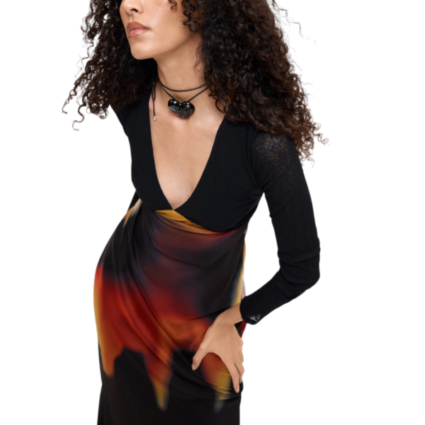 Desigual - Γυναικείο Midi Φόρεμα Napoles 26WWVW09-2000 Μαύρο με Σχέδια 26WWVW09-2000