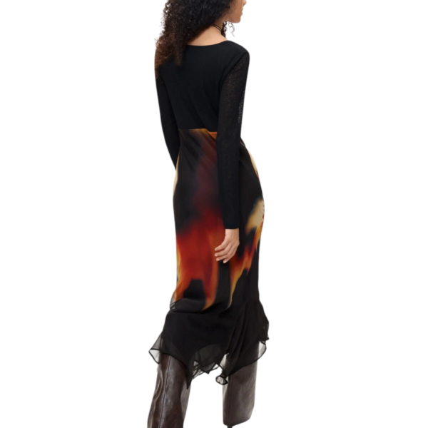 Desigual - Γυναικείο Midi Φόρεμα Napoles 26WWVW09-2000 Μαύρο με Σχέδια 26WWVW09-2000