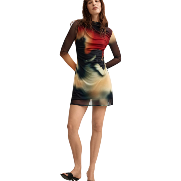 Desigual - Γυναικείο Mini Φόρεμα Estocolmo 26WWVK22-2000 Μαύρο με Σχέδια