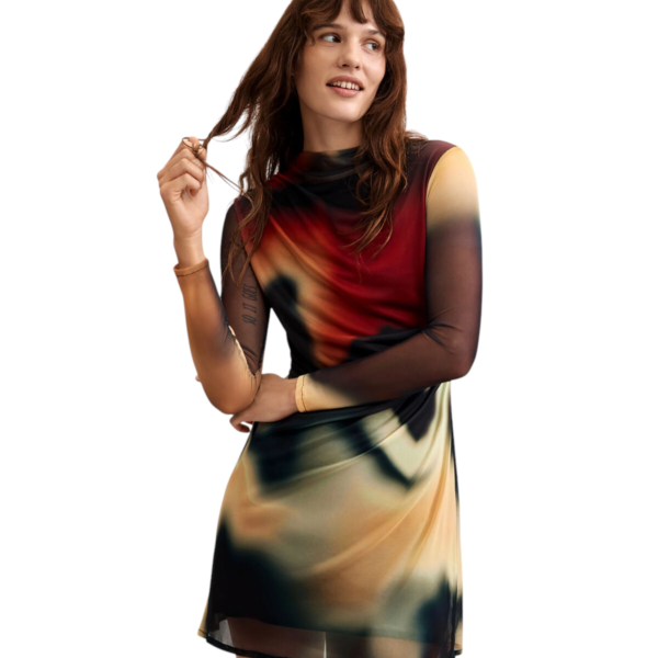 Desigual - Γυναικείο Mini Φόρεμα Estocolmo 26WWVK22-2000 Μαύρο με Σχέδια 26WWVK22-2000