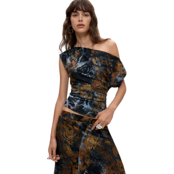Desigual -Γυναικείο Ασύμμετρο Πλεκτό Τοπ Dublin 26WWTK27-5031 Πολύχρωμο