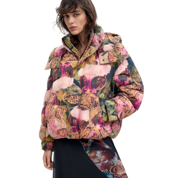 Desigual - Γυναικείο Κοντό Φουσκωτό Μπουφάν Orchid Lacroix 26WWEW04-3021 Πολύχρωμο