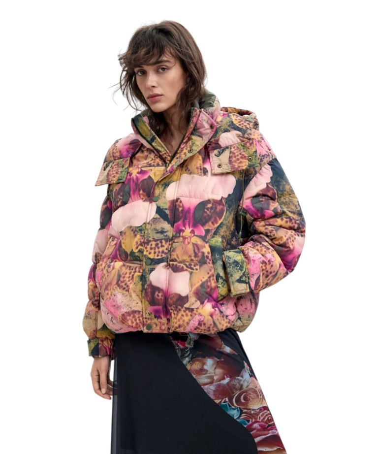 Desigual - Γυναικείο Κοντό Φουσκωτό Μπουφάν Orchid Lacroix 26WWEW04-3021 Πολύχρωμο