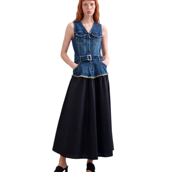 Desigual - Γυναικείο Φόρεμα Denim Χωρίς Μανίκια Gigi 26WWVD03-5053 Μπλε/Μαύρο