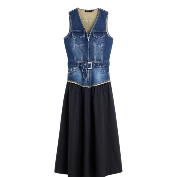 Desigual - Γυναικείο Φόρεμα Denim Χωρίς Μανίκια Gigi 26WWVD03-5053 Μπλε/Μαύρο 26WWVD03-5053