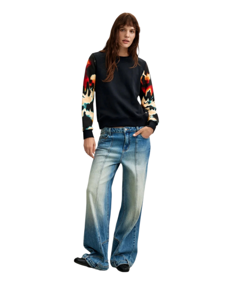 Desigual - Γυναικείο Φούτερ Estocolmo 26WWSK08-2000 Μαύρο με Σχέδια