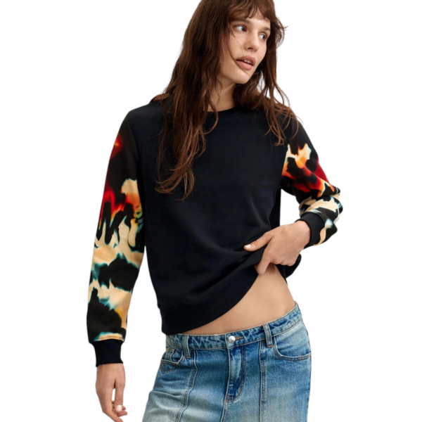 Desigual - Γυναικείο Φούτερ Estocolmo 26WWSK08-2000 Μαύρο με Σχέδια 26WWSK08-2000