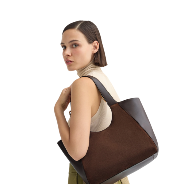 Furla - Γυναικεία Δερμάτινη Τσάντα Ώμου/Χειρός Dora M Tote WB02012-BX4018-3244S Καφέ WB02012-BX4018-3244S