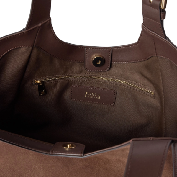 Furla - Γυναικεία Δερμάτινη Τσάντα Ώμου/Χειρός Dora M Tote WB02012-BX4018-3244S Καφέ WB02012-BX4018-3244S