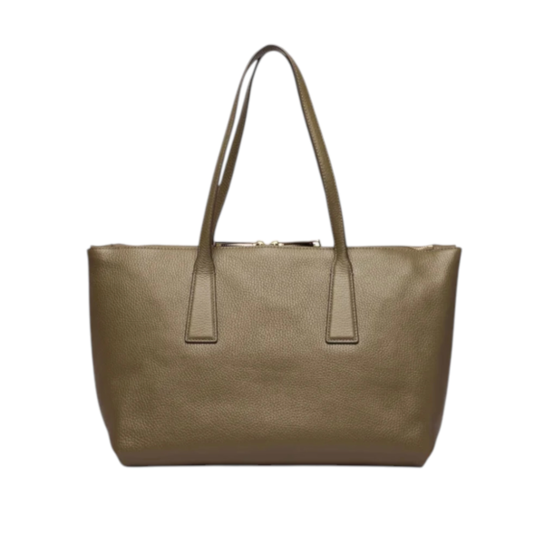 Furla - Γυναικεία Δερμάτινη Τσάντα Ώμου/Χειρός Olivia M Tote WB01977-HSF000-4903S Λαδί/Γκρι WB01977-HSF000-4903S