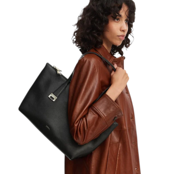 Furla - Γυναικεία Δερμάτινη Τσάντα Ώμου/Χειρός Olivia M Tote WB01977-HSF000-O6000 Μαύρο WB01977-HSF000-O6000