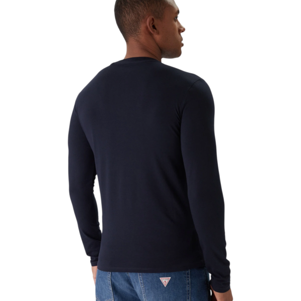 Guess - Ανδρική Μακρυμάνικη Μπλούζα T-Shirt Slim Fit M2YI28J1314-G7V2 Μπλε Σκούρο M2YI28J1314-G7V2