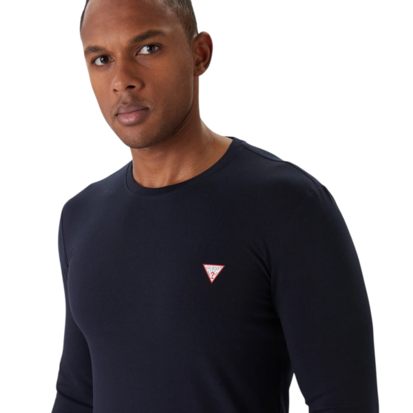 Guess - Ανδρική Μακρυμάνικη Μπλούζα T-Shirt Slim Fit M2YI28J1314-G7V2 Μπλε Σκούρο M2YI28J1314-G7V2