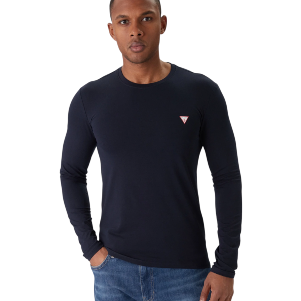 Guess - Ανδρική Μακρυμάνικη Μπλούζα T-Shirt Slim Fit M2YI28J1314-G7V2 Μπλε Σκούρο