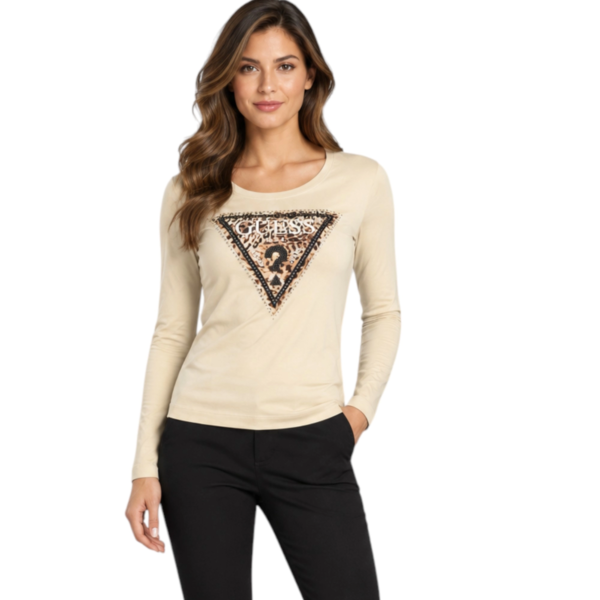 Guess - Γυναικεία Μακρυμάνικη Μπλούζα W6BI57K7387-G1H1 Μπεζ