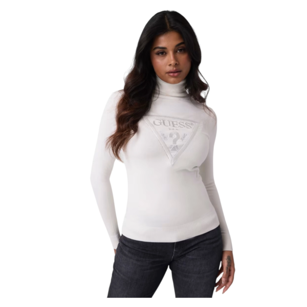 Guess - Γυναικείο Πουλόβερ Ζιβάγκο Slim Fit W6BR54Z1455-G012 Λευκό W6BR54Z1455-G012