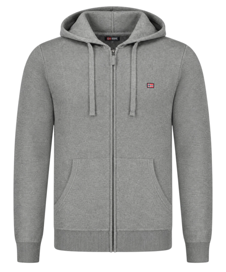 Norway Nautical School - Ανδρική Πλεκτή Ζακέτα 843105-GREY Γκρι