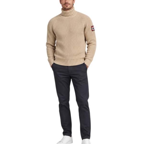 Norway Nautical School - Ανδρική Πλεκτή Ζιβάγκο Μπλούζα 853112-KHAKI Μπεζ 853112-KHAKI