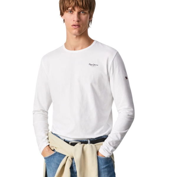 Pepe Jeans - Ανδρική Μπλούζα Original Basic 2 PM508211-800 Λευκό PM508211-800
