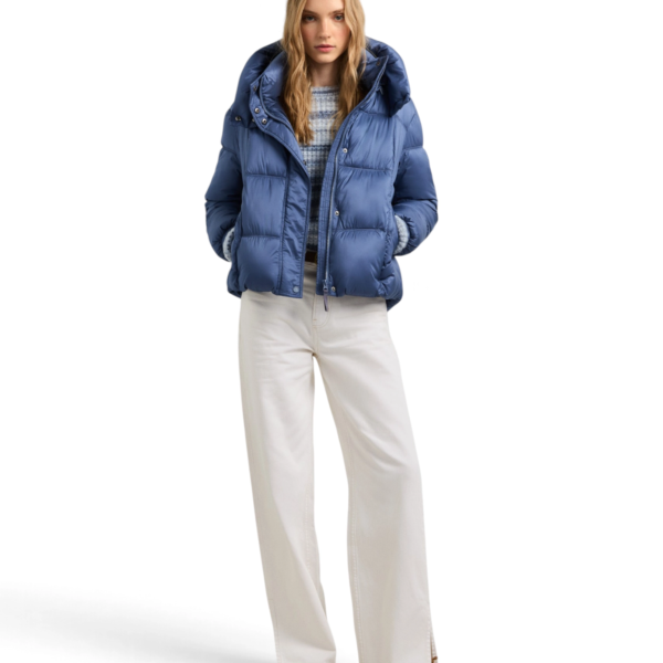 Pepe Jeans - Γυναικείο Αδιάβροχο Κοντό Puffer Μπουφάν Essentials Lauren PL4024541-563 Γαλάζιο PL4024541-563