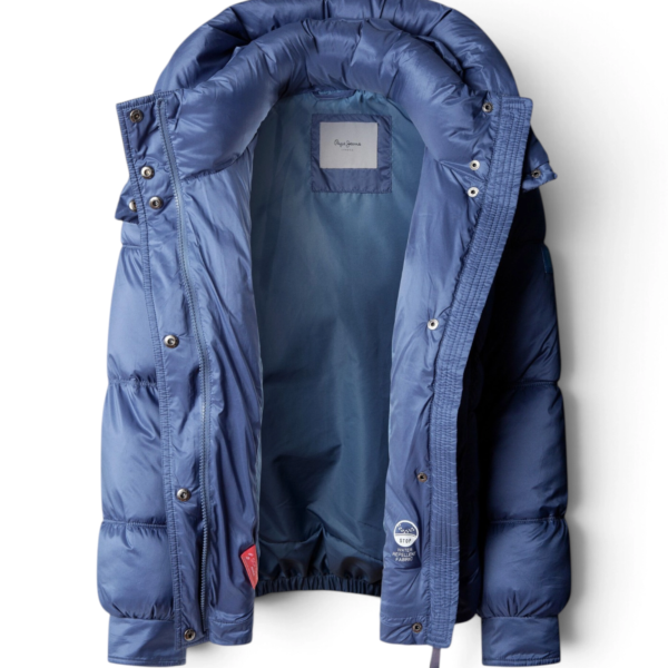 Pepe Jeans - Γυναικείο Αδιάβροχο Κοντό Puffer Μπουφάν Essentials Lauren PL4024541-563 Γαλάζιο PL4024541-563