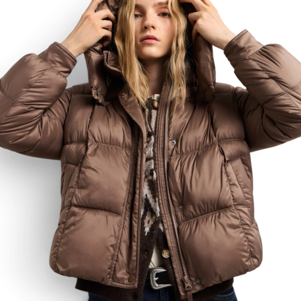Pepe Jeans - Γυναικείο Αδιάβροχο Κοντό Puffer Μπουφάν Essentials Lauren PL4024541-875 Καφέ PL4024541-875