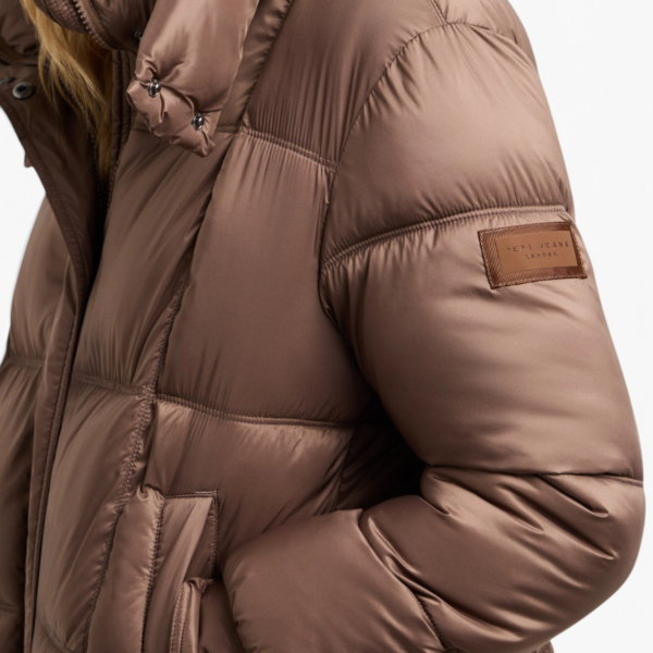 Pepe Jeans - Γυναικείο Αδιάβροχο Κοντό Puffer Μπουφάν Essentials Lauren PL4024541-875 Καφέ PL4024541-875