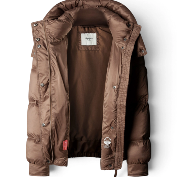 Pepe Jeans - Γυναικείο Αδιάβροχο Κοντό Puffer Μπουφάν Essentials Lauren PL4024541-875 Καφέ PL4024541-875