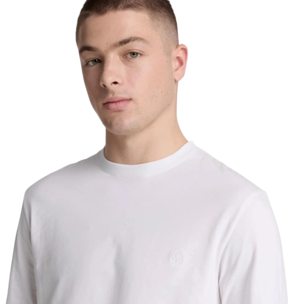 Timberland - Ανδρική Μακρυμάνικη Μπλούζα Slim Fit Dunstan River Tree Embroidered TBC0YHBT-100 Λευκό TBC0YHBT100