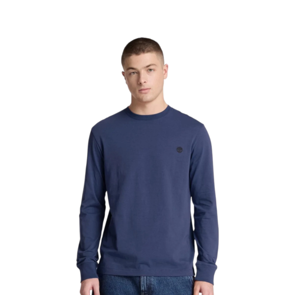 Timberland - Ανδρική Μακρυμάνικη Μπλούζα Slim Fit Dunstan River Tree Embroidered TBC0YHBT-AIH Μπλε TBC0YHBTAIH