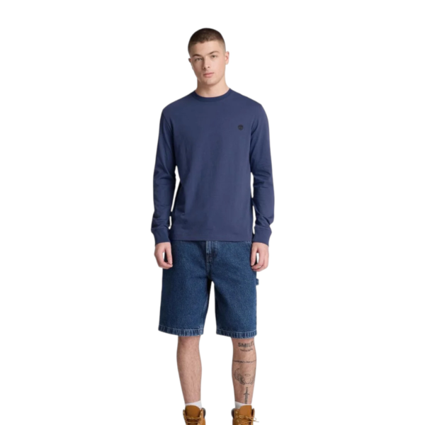 Timberland - Ανδρική Μακρυμάνικη Μπλούζα Slim Fit Dunstan River Tree Embroidered TBC0YHBT-AIH Μπλε TBC0YHBTAIH