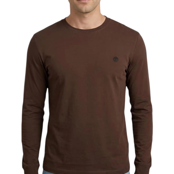 Timberland - Ανδρική Μακρυμάνικη Μπλούζα Slim Fit Dunstan River Tree Embroidered TBC0YHBT-AJD Καφέ TBC0YHBTAJD