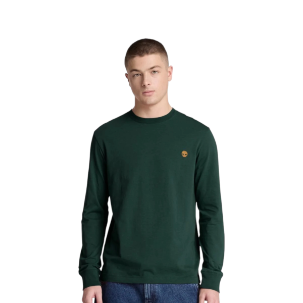 Timberland - Ανδρική Μακρυμάνικη Μπλούζα Slim Fit Dunstan River Tree Embroidered TBC0YHBT-EA1 Πράσινο TBC0YHBTEA1