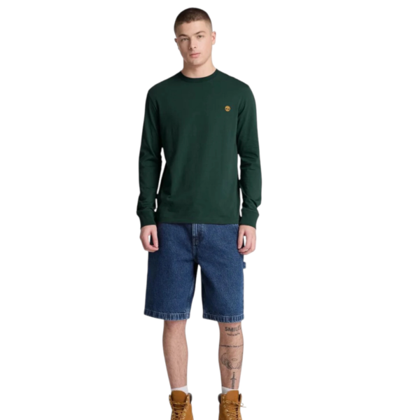 Timberland - Ανδρική Μακρυμάνικη Μπλούζα Slim Fit Dunstan River Tree Embroidered TBC0YHBT-EA1 Πράσινο TBC0YHBTEA1