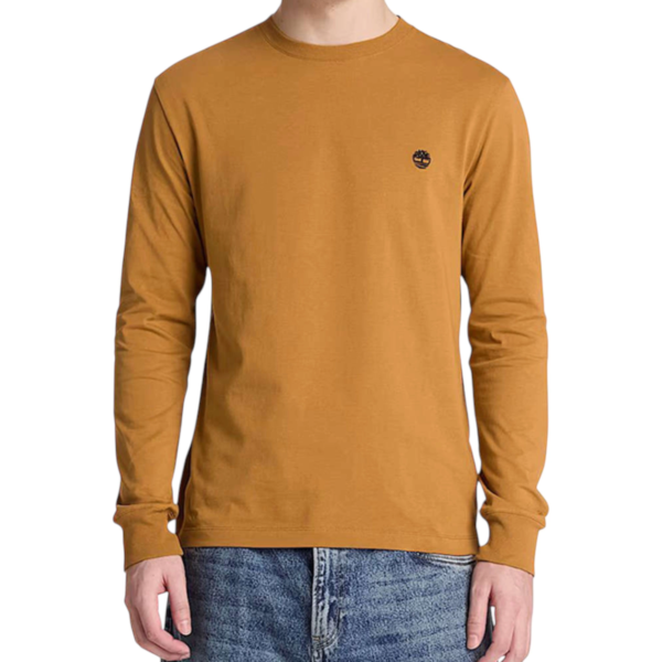 Timberland - Ανδρική Μακρυμάνικη Μπλούζα Slim Fit Dunstan River Tree Embroidered TBC0YHBT-P47 Μουσταρδί TBC0YHBTP47