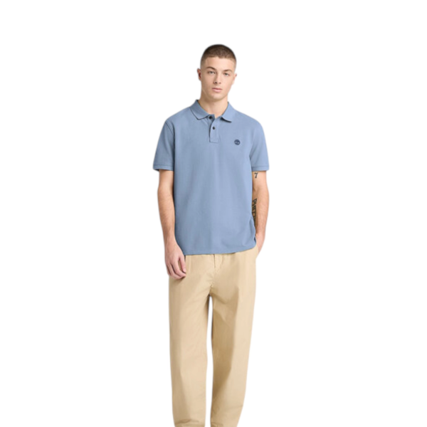 Timberland - Ανδρικό T-shirt Polo με Λογότυπο TB0A6VDP-B88 Σιέλ TB0A6VDPB88