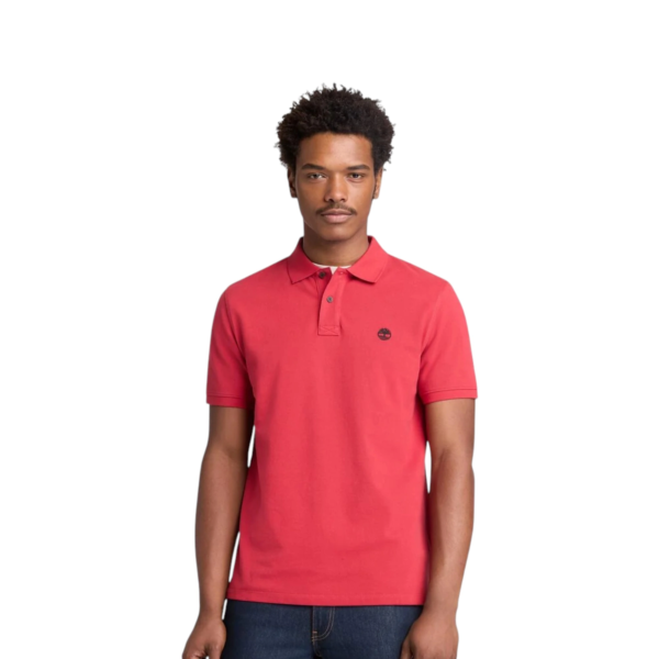 Timberland - Ανδρικό T-shirt Polo με Λογότυπο TB0A6VDP-N96 Κόκκινο