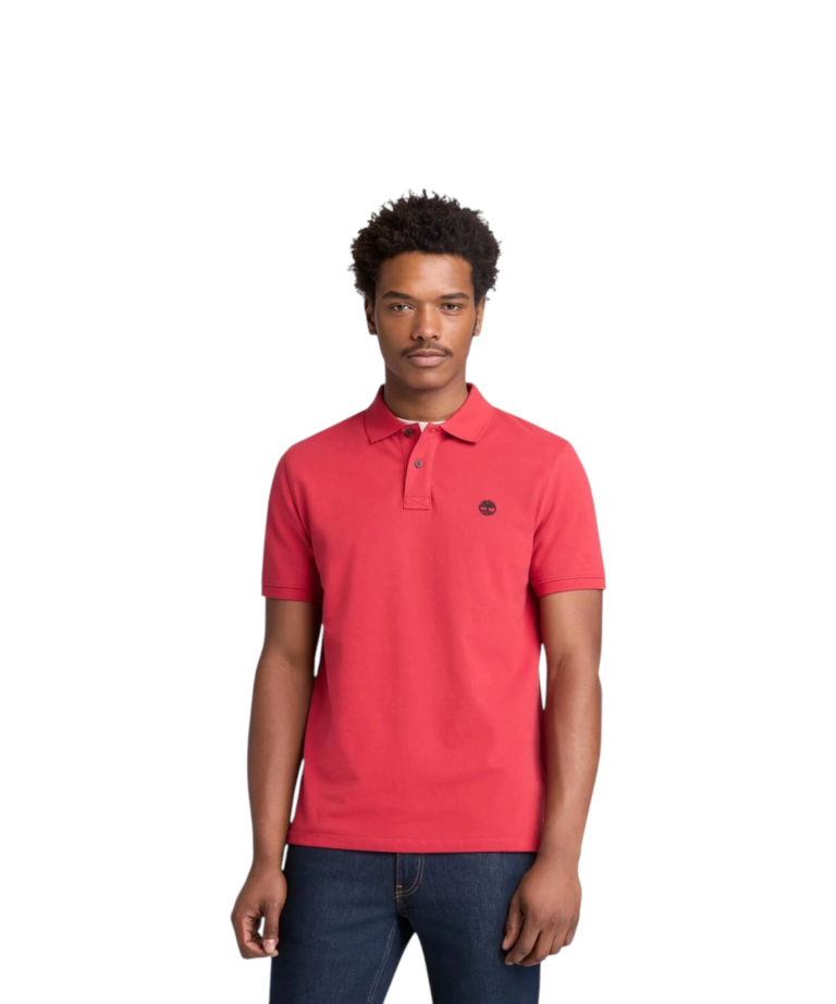 Timberland - Ανδρικό T-shirt Polo με Λογότυπο TB0A6VDP-N96 Κόκκινο