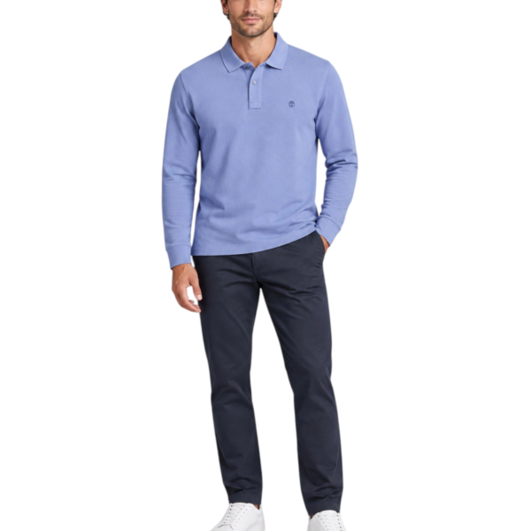 Timberland - Ανδρικό Μακρυμάνικο Polo Πικέ Millers River Ls TBC0YHBE-EYO Μπλε TBC0YHBEEYO