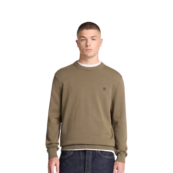 Timberland - Ανδρικό Πλεκτό Πουλόβερ Williams River Cotton Crew Neck TBC0YHAZ-AIE Χακί TBC0YHAZAIE