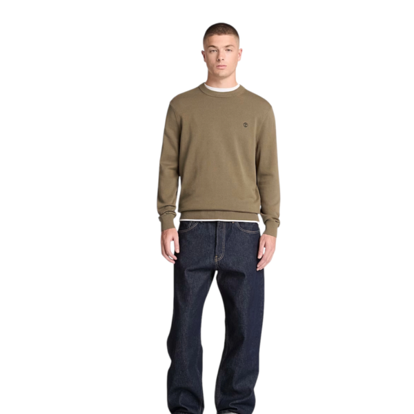 Timberland - Ανδρικό Πλεκτό Πουλόβερ Williams River Cotton Crew Neck TBC0YHAZ-AIE Χακί TBC0YHAZAIE