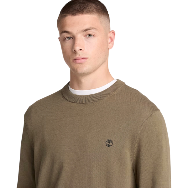 Timberland - Ανδρικό Πλεκτό Πουλόβερ Williams River Cotton Crew Neck TBC0YHAZ-AIE Χακί TBC0YHAZAIE