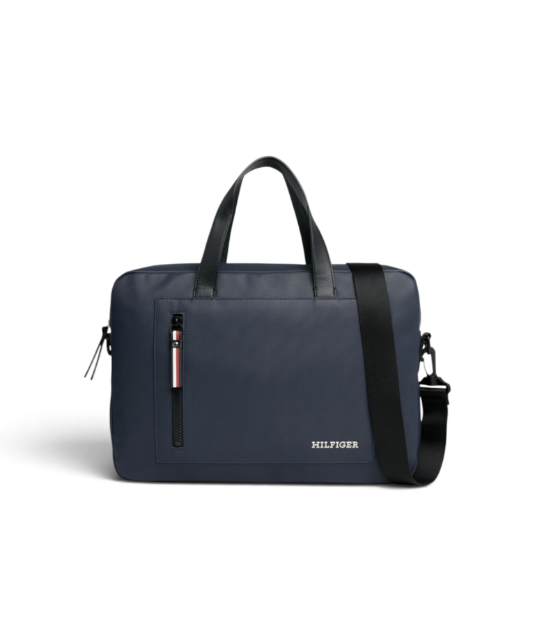 Tommy Hilfiger - Ανδρική Τσάντα Χαρτοφύλακας Pique Slim AM0AM11784-DW6 Μπλε Σκούρο