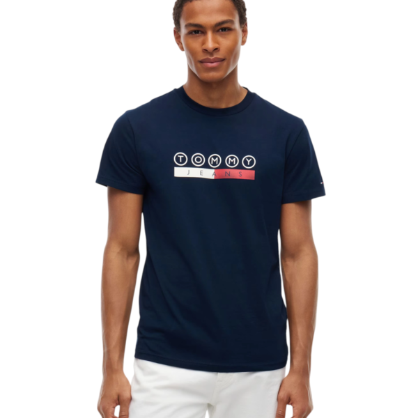 Tommy Hilfiger - Ανδρικό T-shirt Dna Play Slim Fit DM0DM23715-C1G Μπλε Σκούρο DM0DM23715-C1G