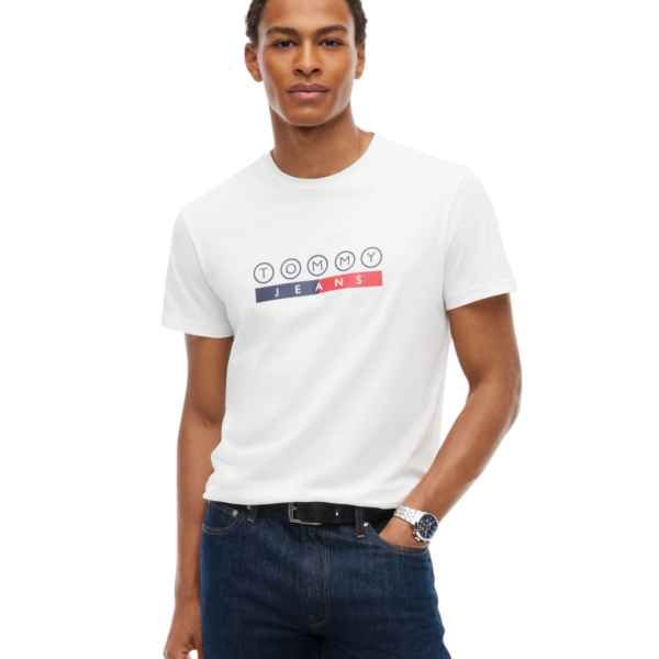 Tommy Hilfiger - Ανδρικό T-shirt Dna Play Slim Fit DM0DM23715-YBL Λευκό DM0DM23715-YBL